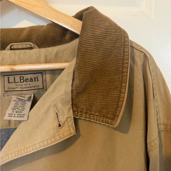 LL Bean Vintage Beige Barn Jacket Men's XXL Lined Fleece Chore Field Coat - Picture 7 of 10